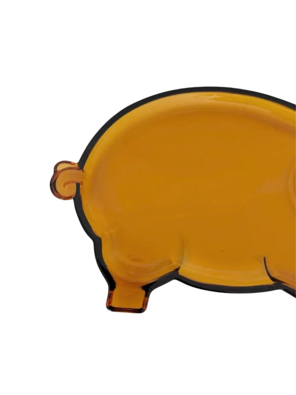 Vtg Tiara Indiana‎ Amber Glass Pig Shaped Serving Platter Plate Farmhouse Tray